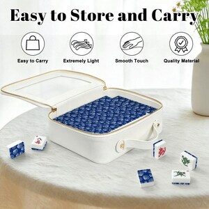 Blue Seashell Mahjong Tiles Coastal Ocean Mahjong Set With Traditional Chinese Tile Fronts