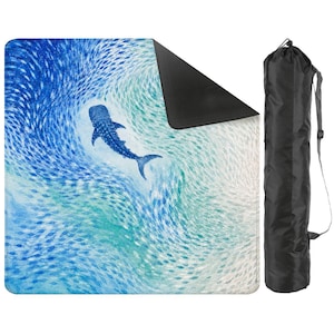 Whale Shark Mahjong Mat, Coastal Ocean Mahjong Table Mat, Blue Abstract Mahjong Mat, Square Mahjong Game Mat
