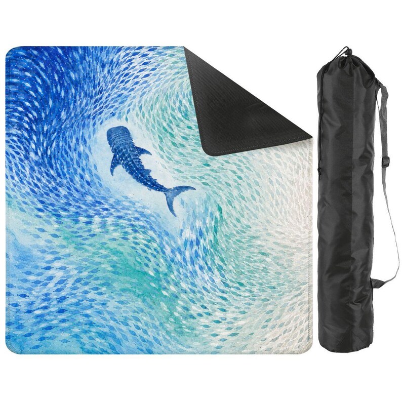 Whale Shark Mahjong Mat, Coastal Ocean Mahjong Table Mat, Blue Abstract Mahjong Mat, Square Mahjong Game Mat