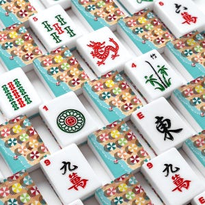 Beach Umbrella Mahjong Tiles Coastal Summer Mahjong Set With Traditional Chinese Tile Fronts