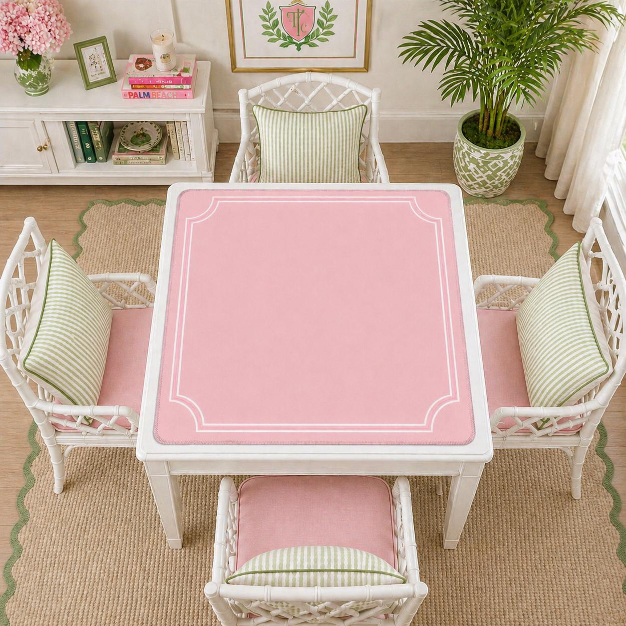 Pink Prepy Table Pastel Pink Mahjong Mat Preppy Style | Soft Blush Table Mat for Mahjong ...
