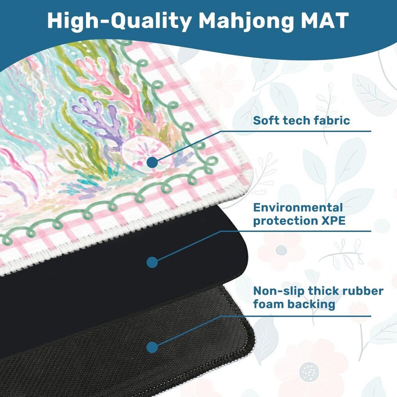 Watercolor Jellyfish Mahjong Mat, Coastal Ocean Mahjong Table Mat, Pastel Pink Jellyfish Game Mat, Square Mahjong