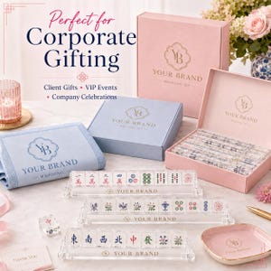 Custom Mahjong Set for Corporate Gifts, Personalized Mahjong Tiles, Bespoke Luxury Game Set, Company Logo Mahjong Gift, MOQ 50 Sets