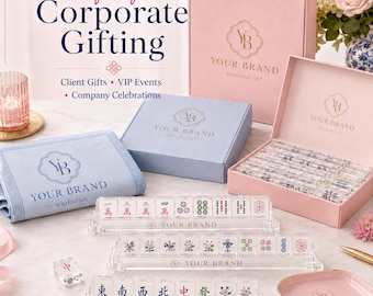 Custom Mahjong Set for Corporate Gifts, Personalized Mahjong Tiles, Bespoke Luxury Game Set, Company Logo Mahjong Gift, MOQ 50 Sets