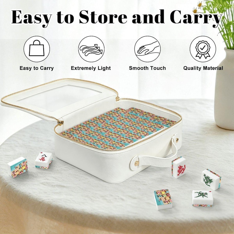 Beach Umbrella Mahjong Tiles Coastal Summer Mahjong Set With Traditional Chinese Tile Fronts