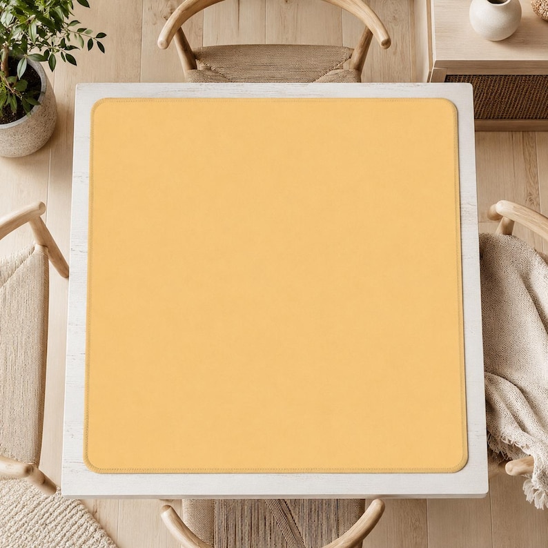 Soft Butter Mahjong Mat | Minimalist Yellow Square Game Mat | Neutral Mahjong Table Mat | Mahjong Accessories