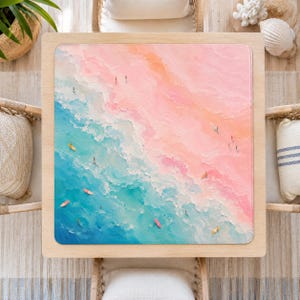 Pastel Beach with Surfboards and Foam Mahjong Mat