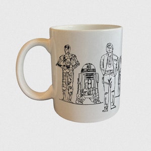 Una tazza del personaggio New Hope, R2D2/C3PO/Luke/Leila/Han/Chewie, Star Wars Design, Idea regalo, Regalo per lui o per lei