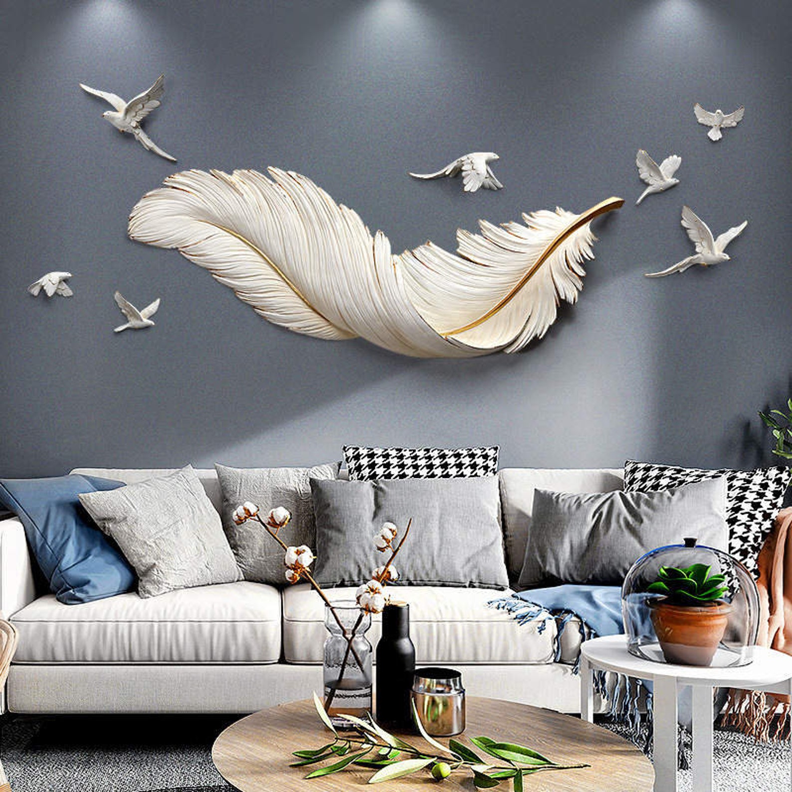 Feather Wall Decor Feather Wall Art Birds of Feather Wall Etsy
