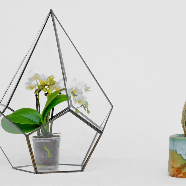 Diamond Geometric Terrarium, by Kraftzon, Glass Container, Handmade Terrarium, Gift for Mom, Plant Mom, Succulent, Cactus, Gift for Women