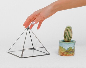 Giza Geometric Terrarium, by Kraftzon, Glass Container, Handmade Terrarium, Gift for Mom, Plant Mom, Succulent, Cactus, Gift for Women