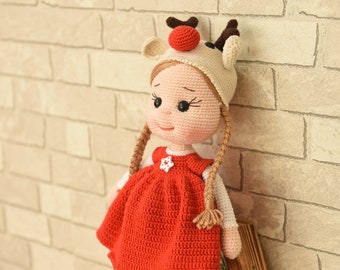 Amigurumi Christmas Doll, Amigurumi Princess Doll, Princess Doll, Special Gift For Girl, Crochet Doll For Sale, Christmas Doll