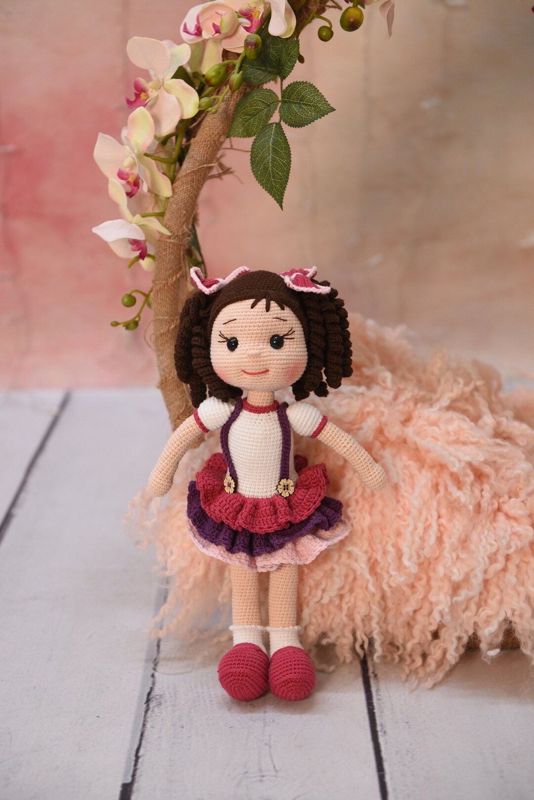 Handmade Crochet Doll in Pink Dress – Soft Cotton Amigurumi Gift for Girls main image 0