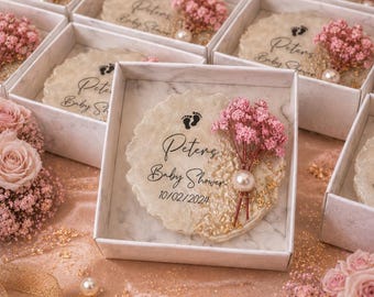 Custom Baby Shower Magnet Gift, Personalized Baby Feet Favor for Guests, Elegant Baby Boy and Girl Keepsake