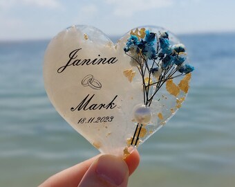 Favor de imán personalizado, imán epoxi, regalo de compromiso, favores de despedida de soltera, imán de flores secas para invitados, regalos de boda, imán de boda