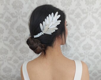 White Angel Wings, Bridal hair piece Wedding hair piece Bridal hair comb Wedding Hair comb Wedding hair vine Bridal hair accessories Wedding