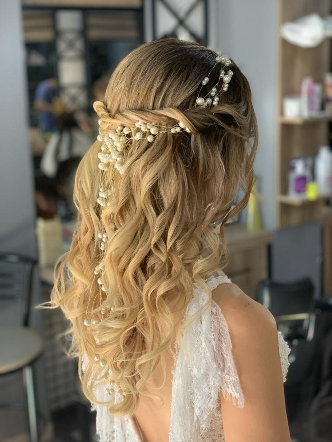 bridal headpiece and earrings