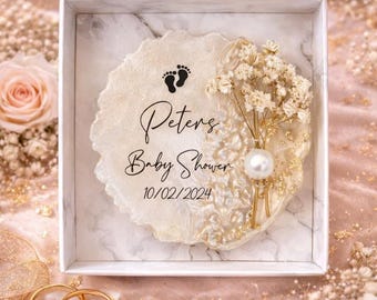 Baby Shower Favor Magnet Personalized, Custom Baby Name Date Gift, Elegant Neutral Keepsake