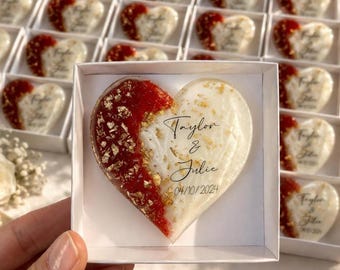 Personalized Red Magnet Wedding Favor, Custom Couple Name Magnet, Wedding Souvenir, Guest Favor, Minimalist Wedding Favor