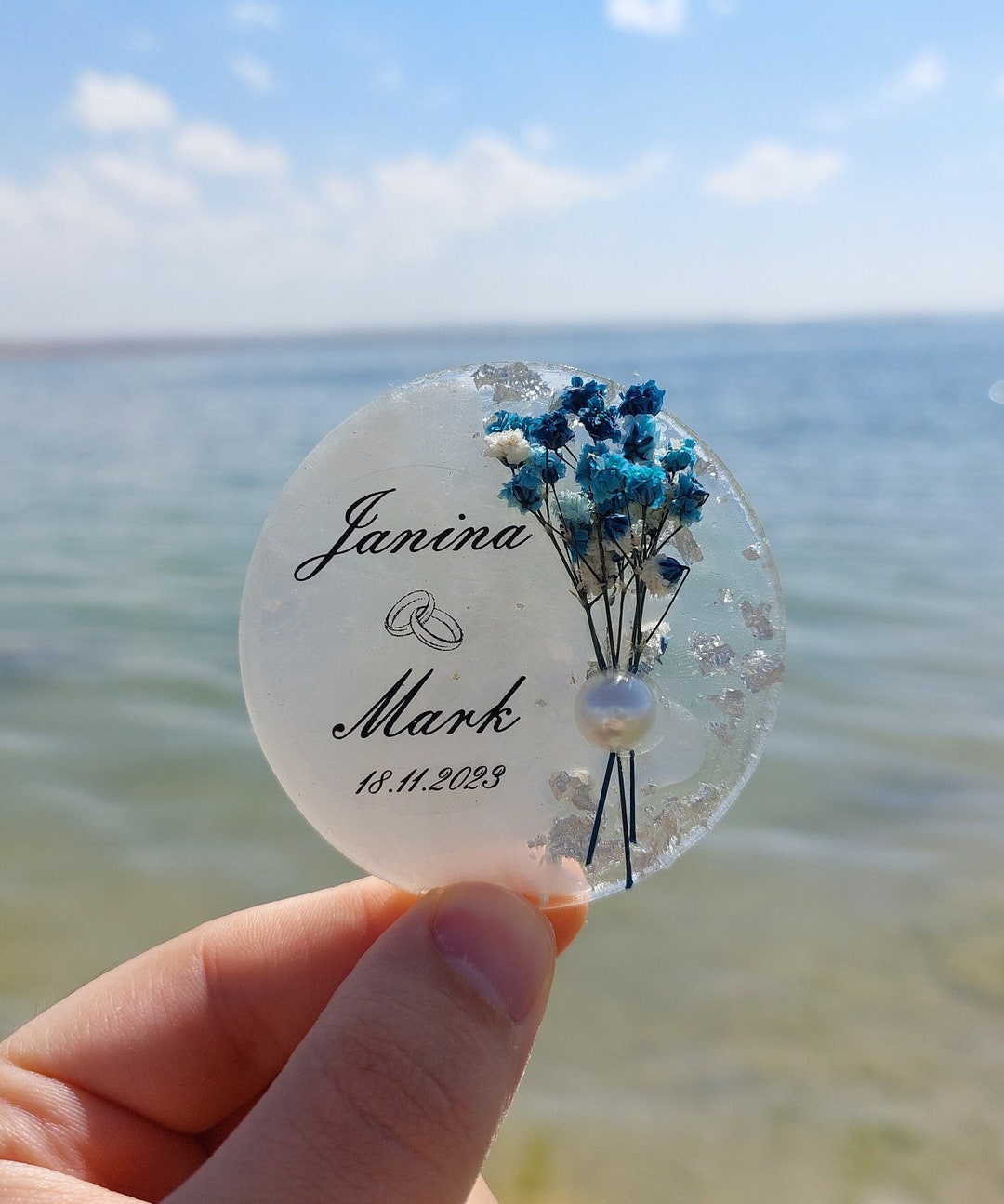 Custom Fridge Magnets Wedding Favors Engagement Gift Dried Flower