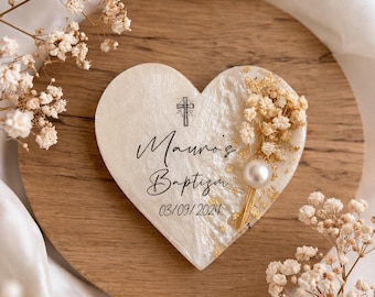 Personalized Baptism Favor Magnet, Heart Shaped Baptism Keepsake, Custom Christening Magnet, Baptism Thank You Gift for Guests