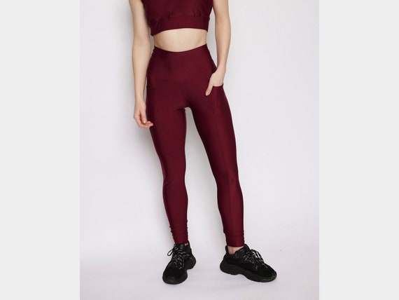 Endeavor Outfit Fitness Core Leggings - Maroon - Workout Leggings - High Waist Leggings