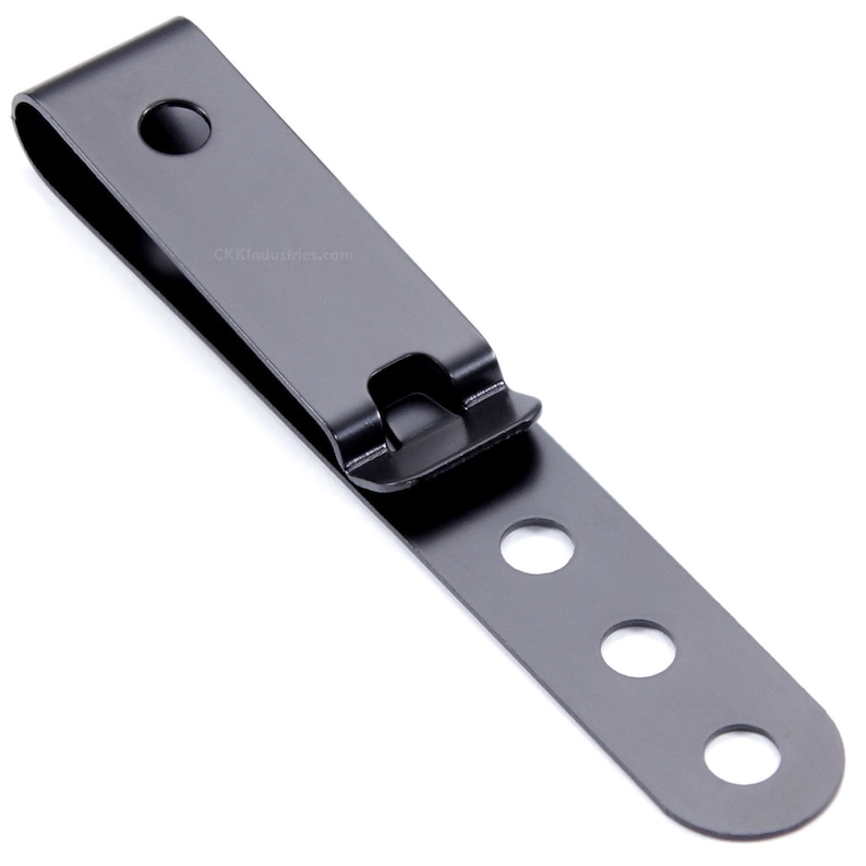 May include: Black metal belt clip with three holes and a spring-loaded clip.