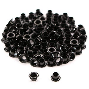 Eyelets 8-6 Length 1/4 Inch Diameter Black Coated 100 Pack USA Made for DIY Holster Making, Canvas & Apparel Binding image 1