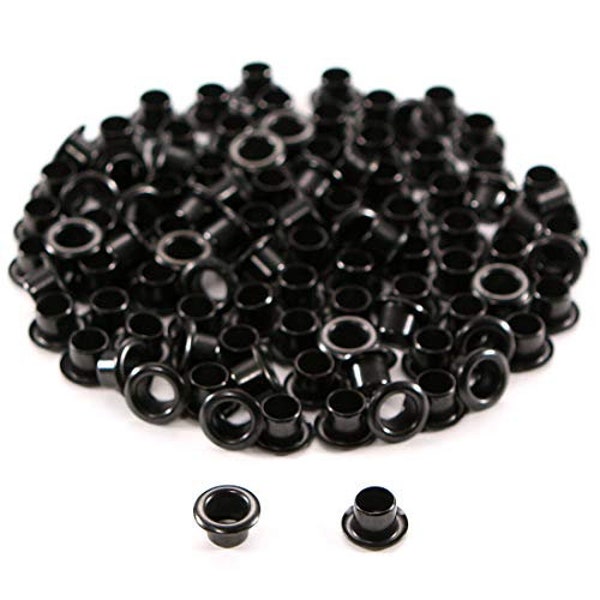 Eyelets - (#8-6 Length) - (1/4 Inch Diameter) - (Black Coated) - (100 Pack) - (USA Made) - for DIY Holster Making, Canvas & Apparel Binding