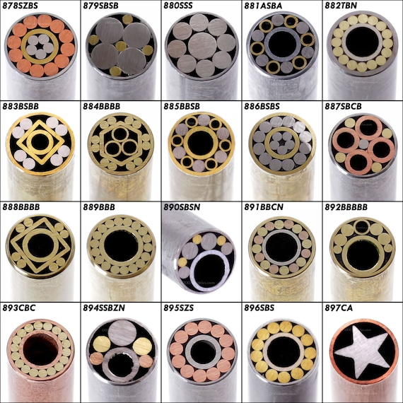 EZSMITH Mosaic Pin - (0.312 (5/16) Inch Diameter) - (905BBB) - (Brass Outer Material)(Brass Inner Material) - Decorative Knife Handle Pins and Rods for Fixed Blade Knives