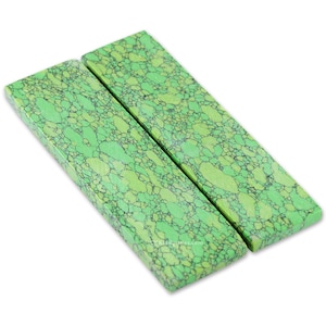 Recone Stone - Knife Handle Scales - (5.00 x 1.25 x 0.250) Inches - (Green Web) - Stone Handle Material for Knife and Tool Handles
