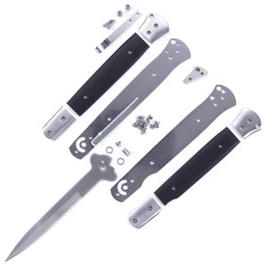 STX10 Folding Knife Kit - Dual Bearing Flipper Design - DIY Stiletto Parts Kit w/Black G10 Handles
