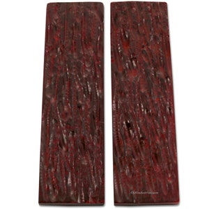 Buffalo Horn Knife Handle Scales - (Stag Jigged) - (Wine Red) - (4.50in x 1.25in x 0.250in) - DIY Handle Material for Knives and Tools