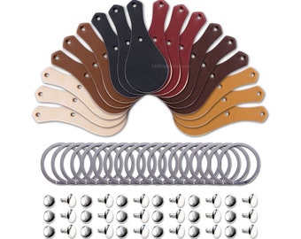 Leather Key Fob Kits - Natural Cowhide Leather (8-9oz) - Variety of Color Options - Leather Keychain Kits - Teardrop Keychains