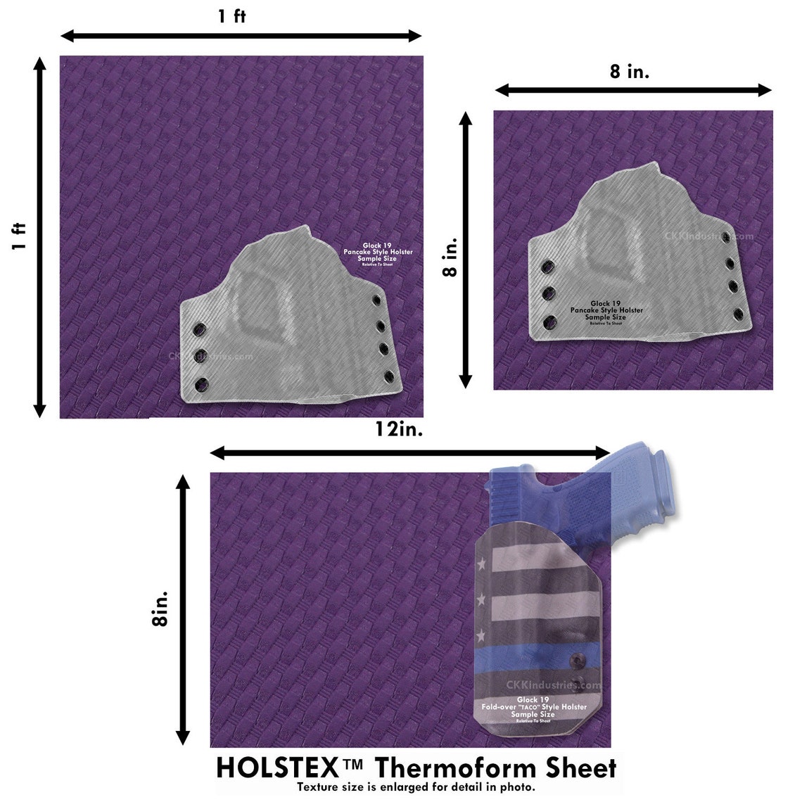 Holstex® Kydex Sheet - Basketweave Texture, Multiple Sizes & 18 Colors For DIY Holster Making