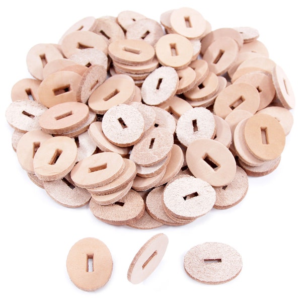 Cowhide Leather Handle Washers - Oval - (1.30 x 1.00 x .125) - (Natural) - USA Made - for Knife Making & Hobby - (25, 50, 100 Packs)