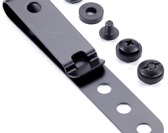 Universal Metal Belt Clip for Holsters/Sheaths - (Model 5) - (3-Hole) - (Tactical Black) - (Select Quantity Below) - (Select Hardware Below)