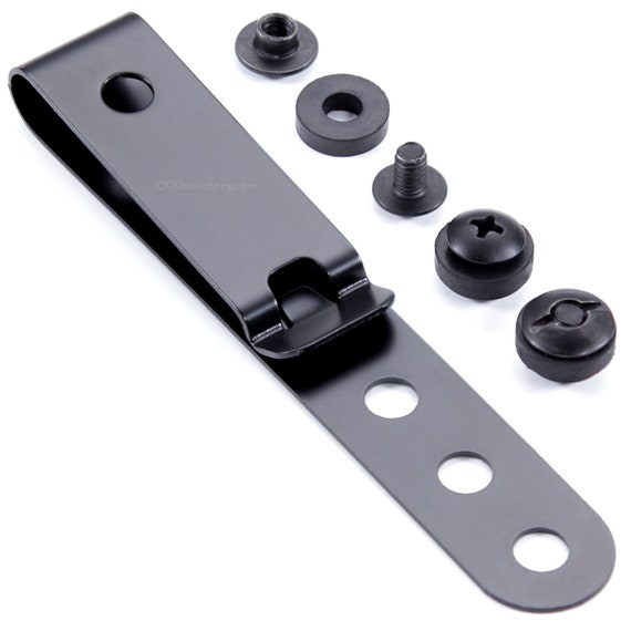 Universal Metal Belt Clip for Holsters/Sheaths - (Model 5) - (3-Hole) - (Tactical Black) - (Select Quantity Below) - (Select Hardware Below)
