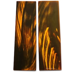 Buffalo Horn Knife Handle Scales - (Flat Top) - (Amber/Black) - (Multiple Sizes) - DIY Handle Material for Knives and Tools