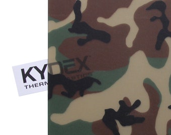 KYDEX Infused Thermoform Sheet - Vapor - (Semi-Transparent) - (Woodland Camo) - (P1 Texture) - (.080 Thickness) - (12in x 12in)