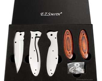 Framelock Knife Making Kit - Model FL005 - DIY Folding Knife Parts Kit - (w/Cocobolo Dymondwood Handles) - (Gift Boxed) - USA Design