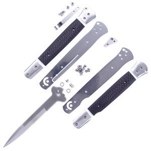 STX10 Folding Knife Kit - Dual Bearing Flipper Design - DIY Stiletto Parts Kit w/Carbon Fiber Handles