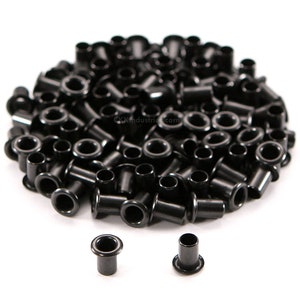 Eyelets - (#6-9 Length) - (3/16 Inch Diameter) - (Black Coated) - (100 Pack) - (USA Made) - DIY Holster Making, Canvas & Apparel Binding