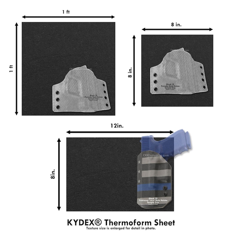 KYDEX Thermoform Sheet black P1 Texture Various Sizes and Thicknesses