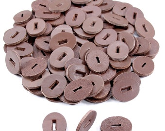 Cowhide Leather Handle Washers - Oval - (1.30 x 1.00 x .125) - (Brown) - USA Made - for Knife Making & Hobby - (25, 50, 100 Packs)