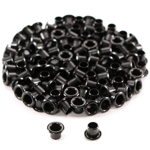 Eyelets - (#8-8 Length) - (1/4 Inch Diameter) - (Black Coated) - (100 Pack) - (USA Made) - for DIY Holster Making, Canvas & Apparel Binding