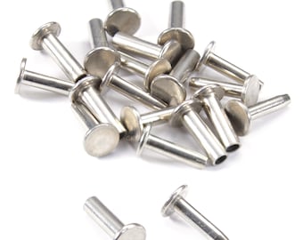 Cutlery Rivets (10 Pack) for DIY Handles & Knife Handle Repair - USA Size (0.312 x 0.155 x 0.520 Inch) - (Nickel) - 2-Piece Rivet Fasteners