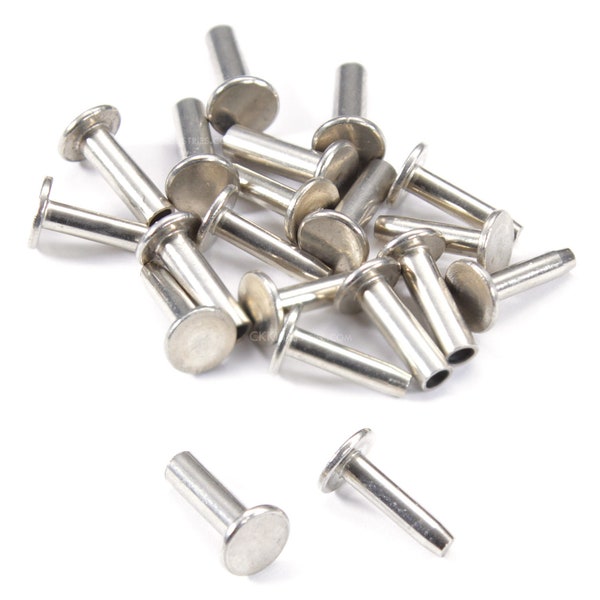 Cutlery Rivets (10 Pack) for DIY Handles & Knife Handle Repair - USA Size (0.312 x 0.155 x 0.520 Inch) - (Nickel) - 2-Piece Rivet Fasteners