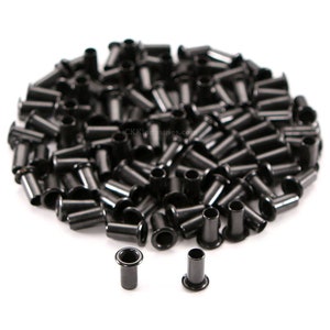 Eyelets - (#6-12 Length) - (3/16 Inch Diameter) - (Black Coated) - (100 Pack) - (USA Made) - DIY Holster Making, Canvas & Apparel Binding