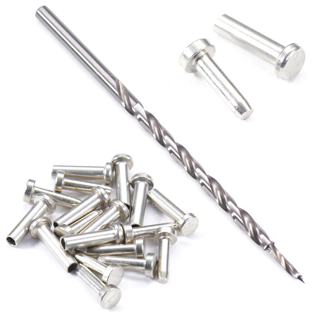 Cutlery Rivets (10 Pack) + [1] Step Drill Combo for DIY Handles & Knife ...